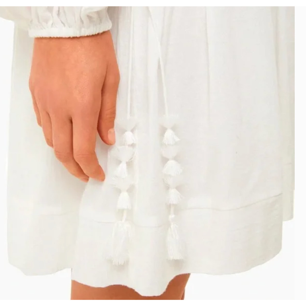NWOT Pomander Place Ophelia Dropwaist Coverup White Beaded Vacation Dress Large - Picture 4 of 10